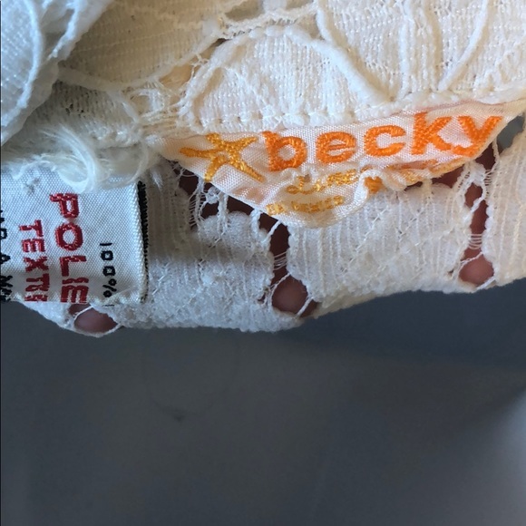 Vintage Becky white lace top vest pockets collar M - Picture 7 of 13